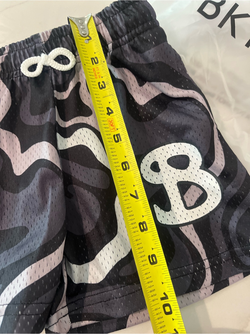Kids Black and Light Gray Camo Athletic Shorts with Drawstring